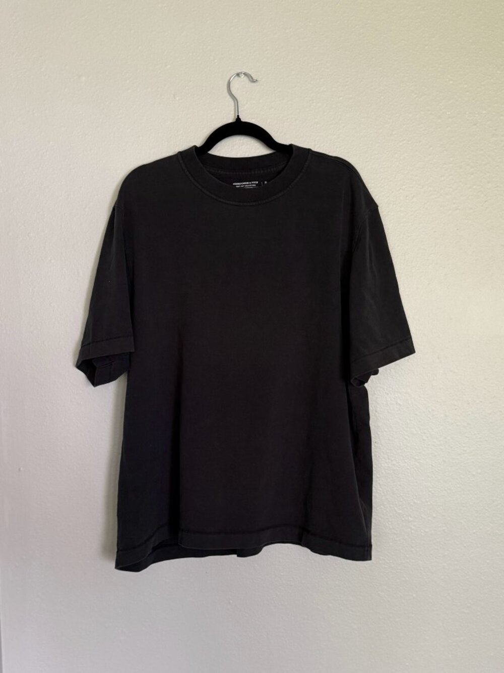 Abercrombie Fitch Premium Heavyweight 2.0 Tee Shirt XL Faded Washed Black Boxy